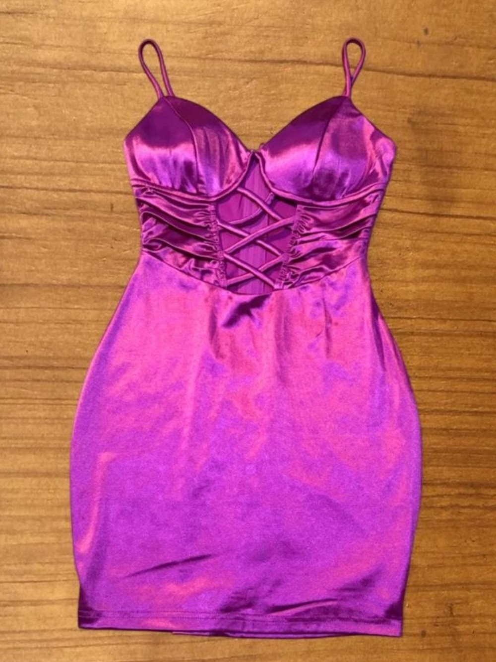 Magenta Satin Mini Dress Small